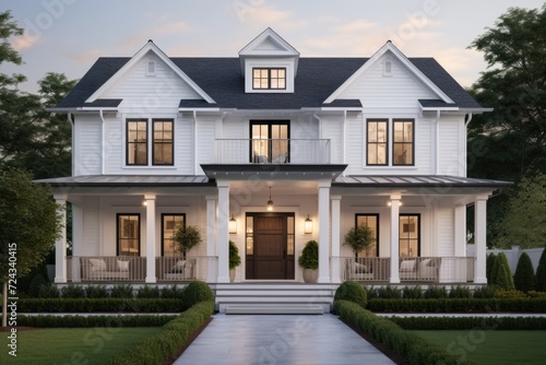 Exterior of a two story suburban neighborhood house