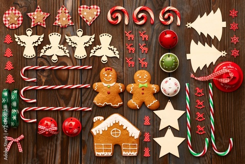 Christmas gingerbread cookies and christmas tree © DANI
