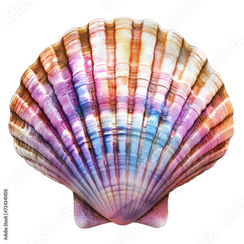 colorful Scallop shell, isolated PNG object