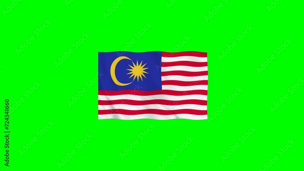 Malaysia Vector Waving Flag Motion loop 4K Resolution with Green Screen ...