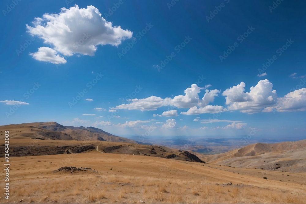 Beautiful view of landscape against blue sky