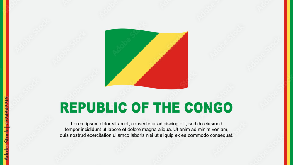 Republic Of The Congo Flag Abstract Background Design Template. Republic Of The Congo Independence Day Banner Social Media Vector Illustration. Republic Of The Congo Cartoon