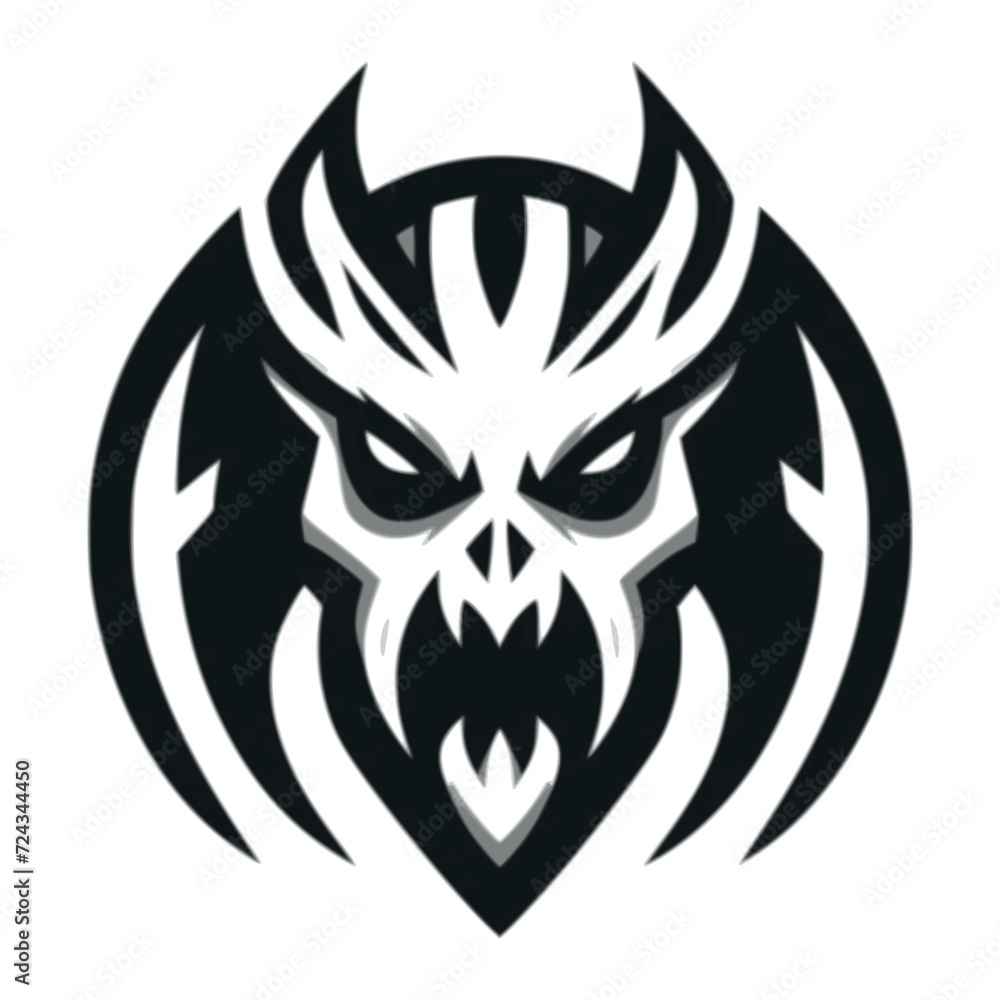 Fototapeta premium A stylized, menacing creature suitable for a logo with a white background and no text