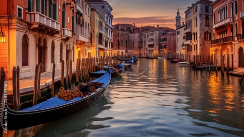 Panoramic view of the Grand Canal in Venice, Italy.