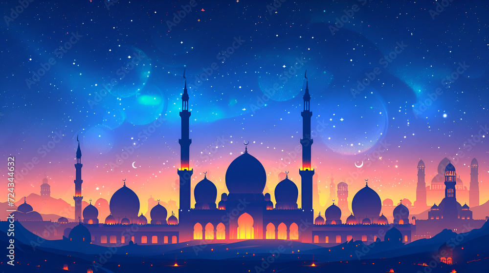 silhouette of mosque, generative ai