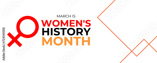 Women History Month banner. March 8 celebration. Group of women of different ethnicities and cultures together. Trendy vector poster illustration. banner, cover, poster, flyer, website, card.