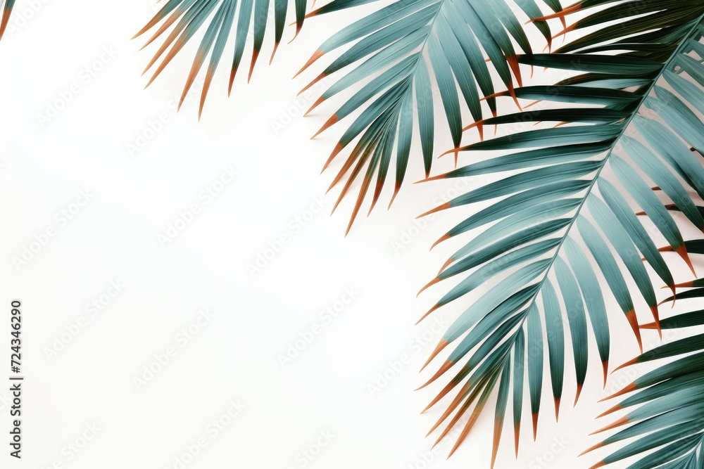 This photo shows a detailed view of the leaves of a palm tree.
