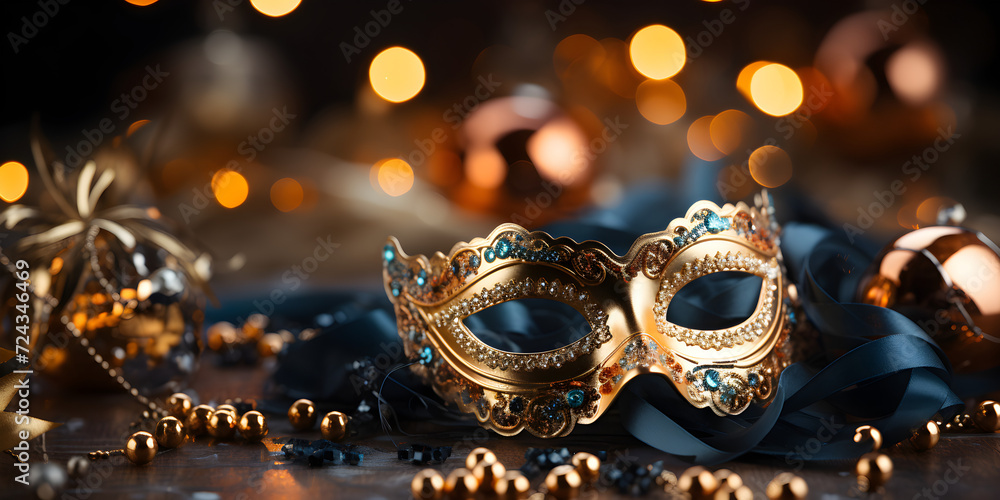 Naklejka premium Carnival mask in party vibe at night