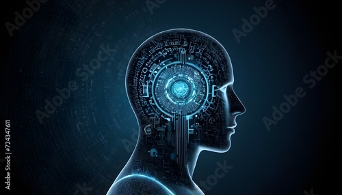human head with gears, Artificial intelligence abstract technology background photo