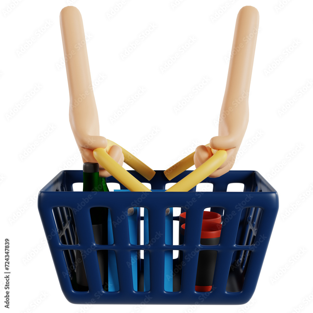 Fototapeta premium Grocery Shopping Basket Essentials