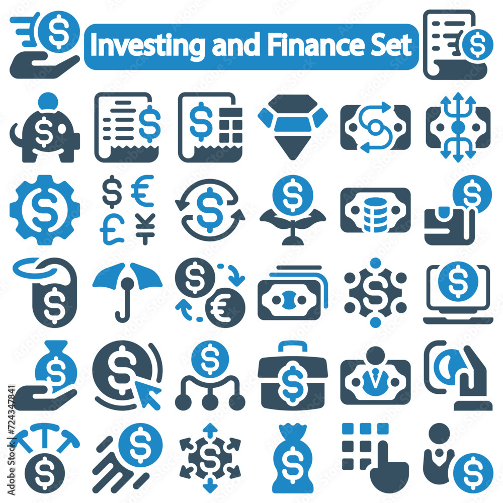 Investing and Finance icon set vector illustration