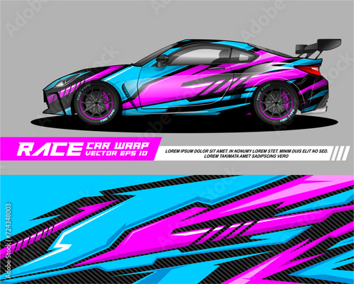 Car wrap decal designs. Abstract racing and sport background for racing livery.