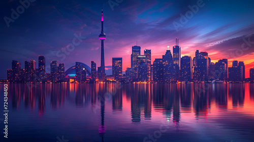 Toronto city skyline from he center island. generative ai