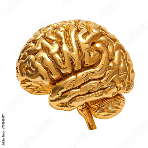 gold brain, isolated PNG object