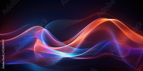 A vibrant wave of light illuminates a dark black background.