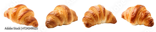 croissant pastry isolated on a transparent PNG background, white background , Generative Ai