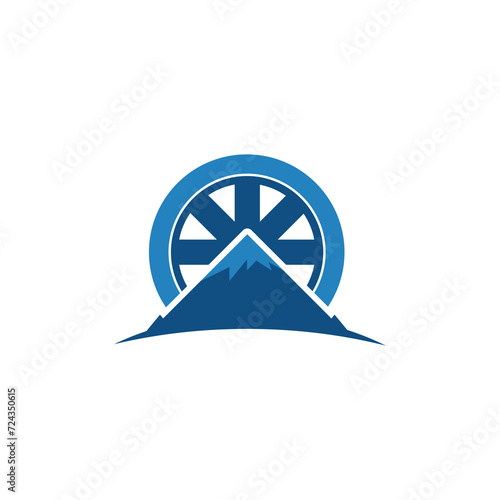 mountain and wheels modern logo designs