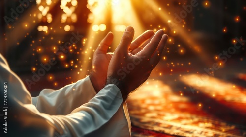 Muslim raised hand praying