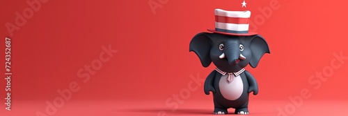 Conservative Republican elephant for right wing politics. Political banner for American patriotism
