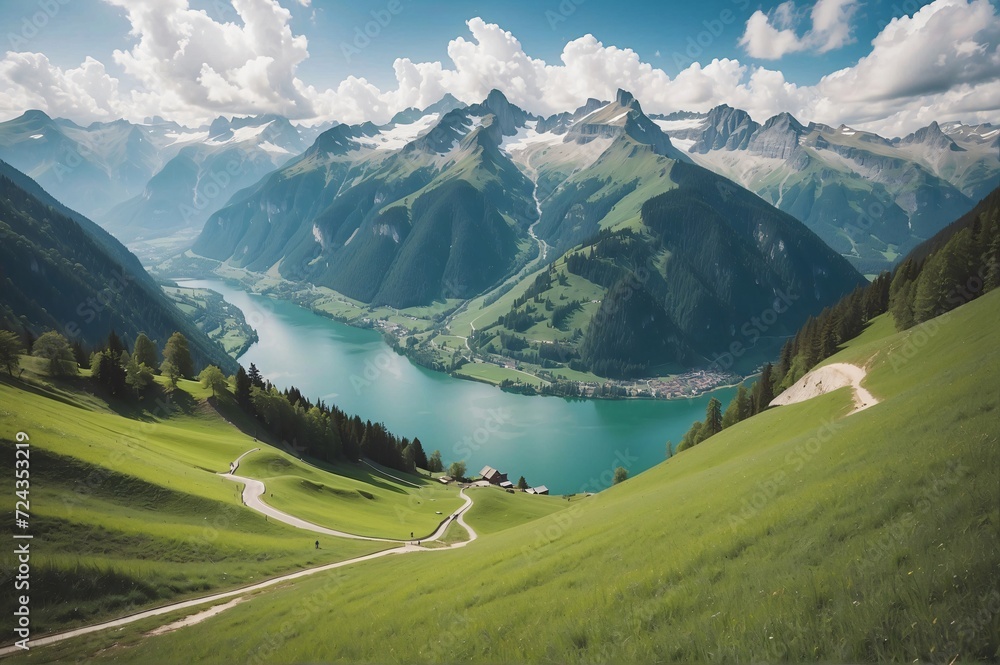 Fototapeta premium Beautiful view of landscape near Zell Am See in the Kaprun region, Salzburg, Austria
