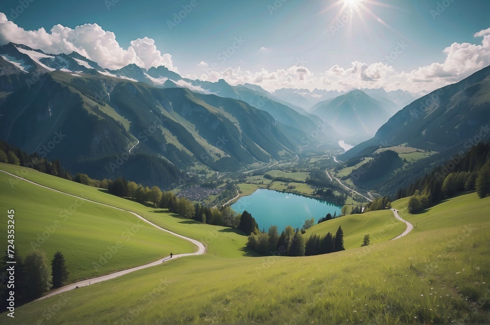 Beautiful view of landscape near Zell Am See in the Kaprun region, Salzburg, Austria
