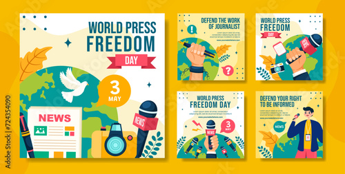 Press Freedom Day Social Media Post Flat Cartoon Hand Drawn Templates Background Illustration