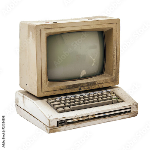 old Computer, isolated PNG object © dataimasu