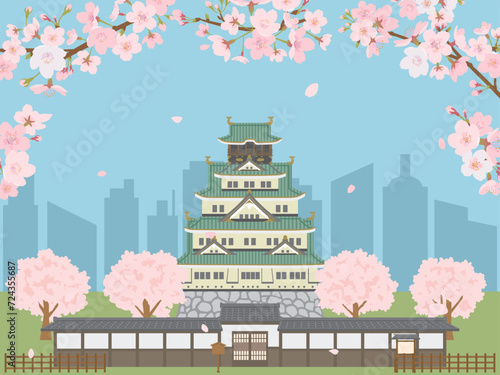 春の大阪　桜とお城