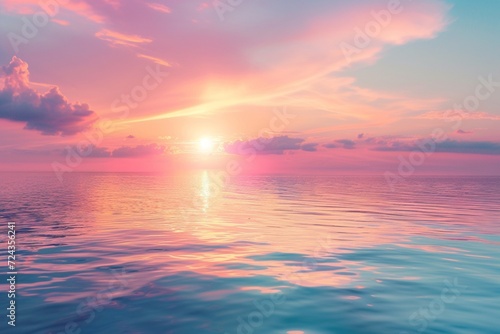 a dreamy birthday background featuring a pastel sunset casting a warm glow over tranquil waters  © Artistic_Creation