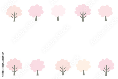 桜の木のフレームイラスト