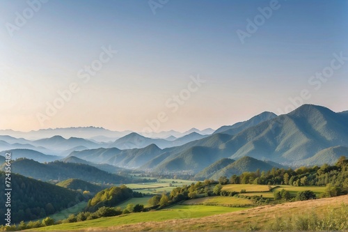 Beautiful view of landscape against clear sky © StockArtEmpire.AI