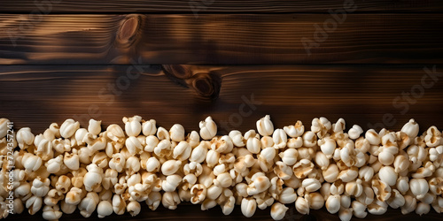 Popcorns on wooden table