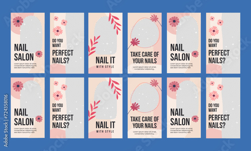nail salon social media template vector flat design