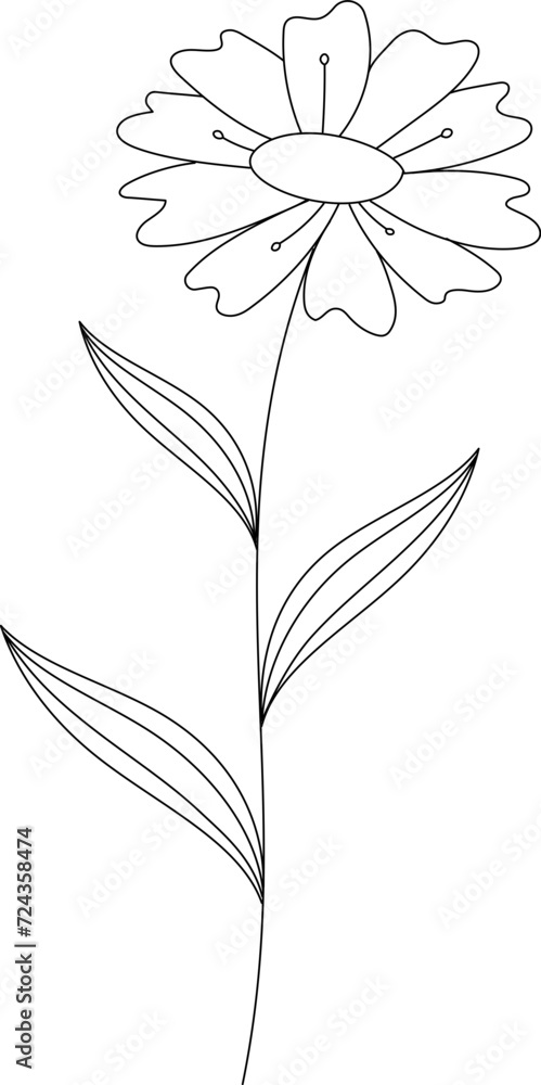 Fototapeta premium Black Minimal Flower Element