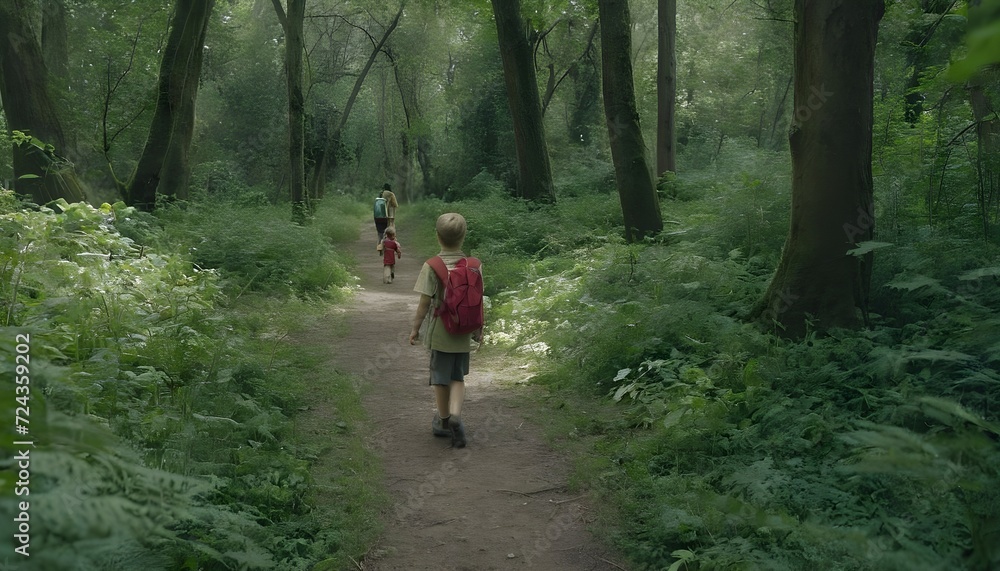 person walking in the woods