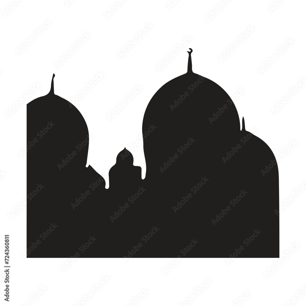 mosque silhouette on clear background, eid ramadan mubarak, ramazan,