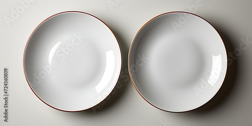 Fototapeta Empty white plates isolated on white background