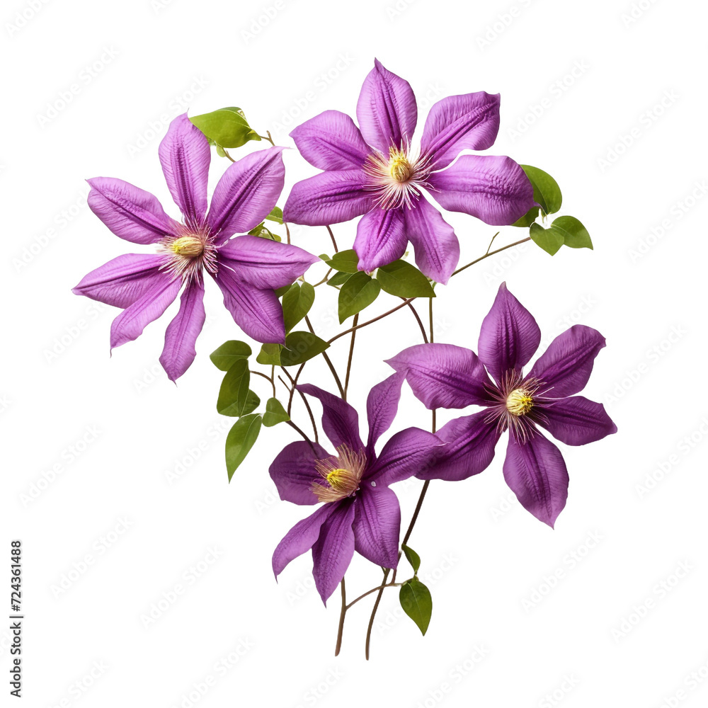 Clematis flower isolated on transparent background Clematis flower isolated on transparent background