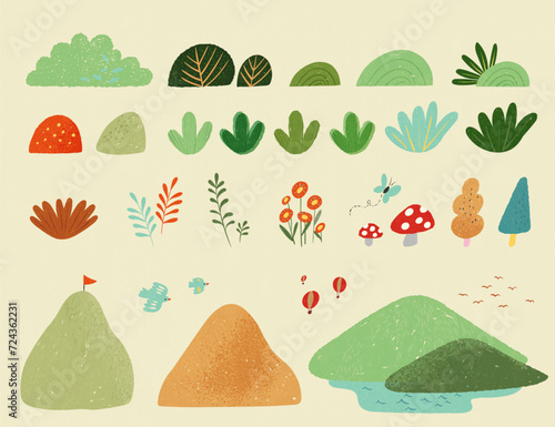 Hand drawn natural element set