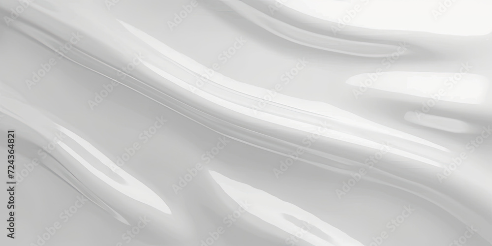 glossy white smooth surface in wavy form. white silk satin fabric background - obrazy, fototapety, plakaty 