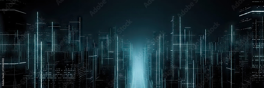 modern city with light reflection from puddles on street. Concept for night life, never sleep business district center ,Cyber punk theme, metaverse. night city 