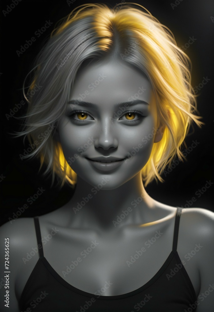Portrait of a beautiful blonde woman with short hair