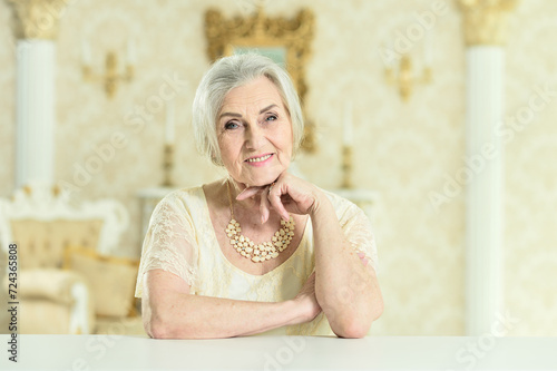 Portrait of beautiful happy woman at home