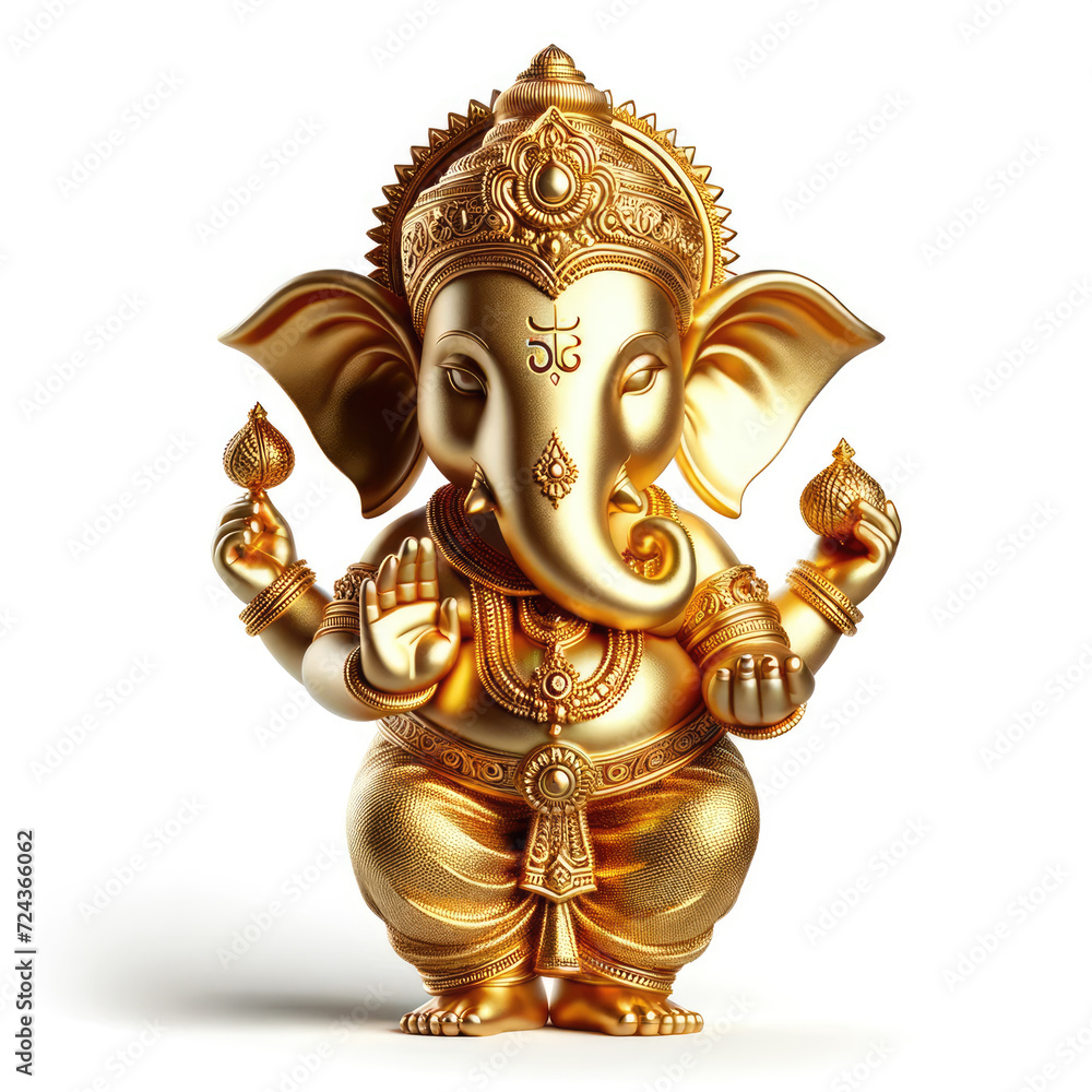 Design a 3D Blender-style image featuring a mini-sized Ganesha
