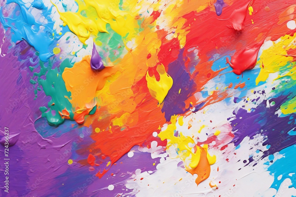 Abstract background of colorful oil paint splashes on a white background