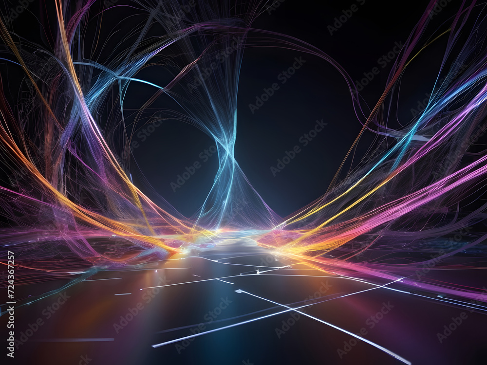 As bits and bytes traverse through the cables, a mesmerizing dance of light unfolds, creating an intricate web of glowing pathways. AI Generated As bits and bytes traverse through the cables, a mesmerizing dance of light unfolds, creating an intricate web of glowing pathways. AI Generated