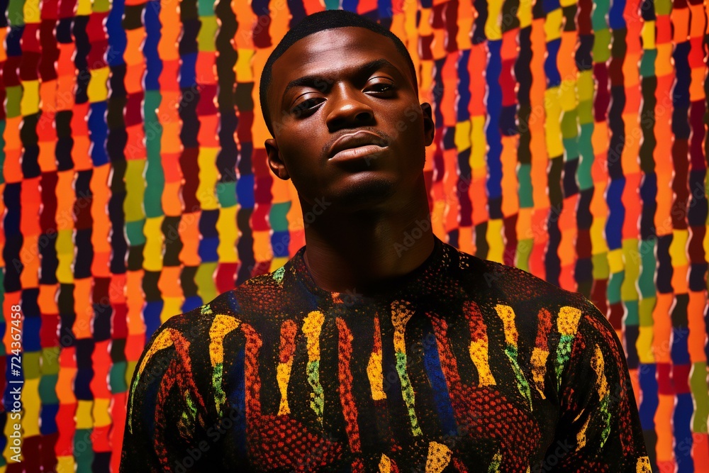 Portrait of a handsome african american man in a colorful shirt