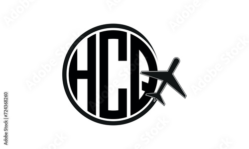 HCQ three initial letter circle tour & travel agency logo design vector template. hajj Umrah agency, abstract, wordmark, business, monogram, minimalist, brand, company, flat, tourism agency, tourist photo