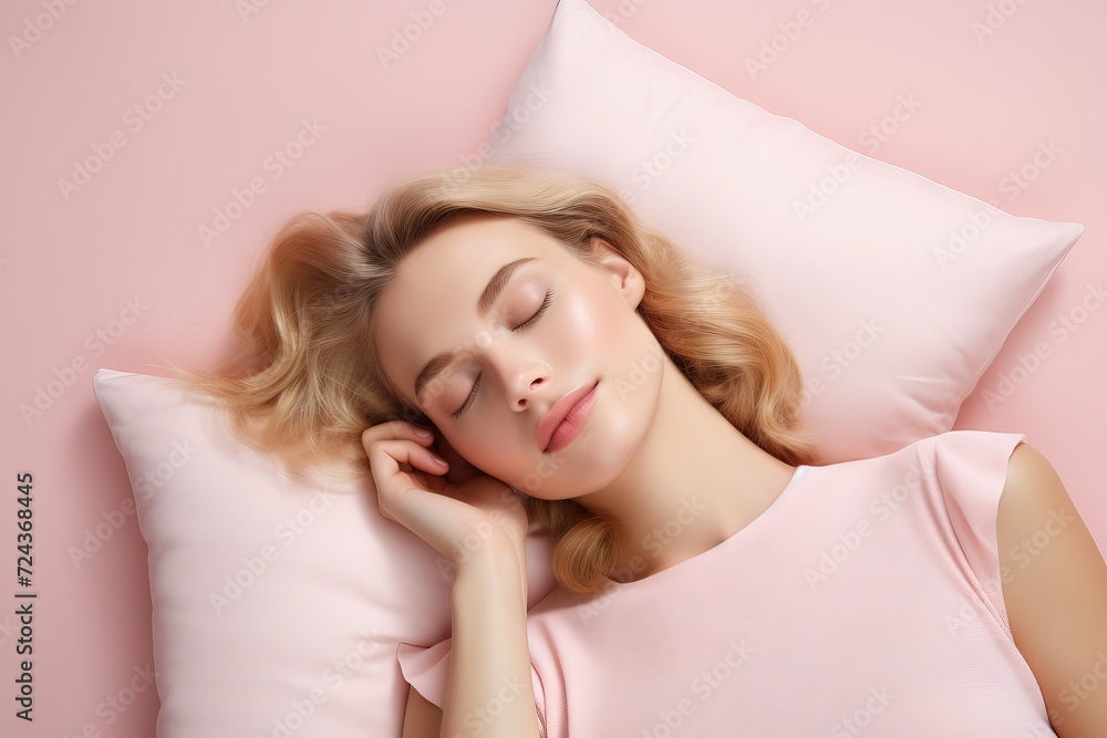 Girl sleep on bed Generative AI