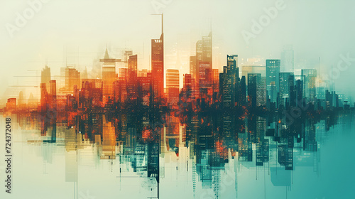 Abstract city building skyline metropolitan area, generative ai